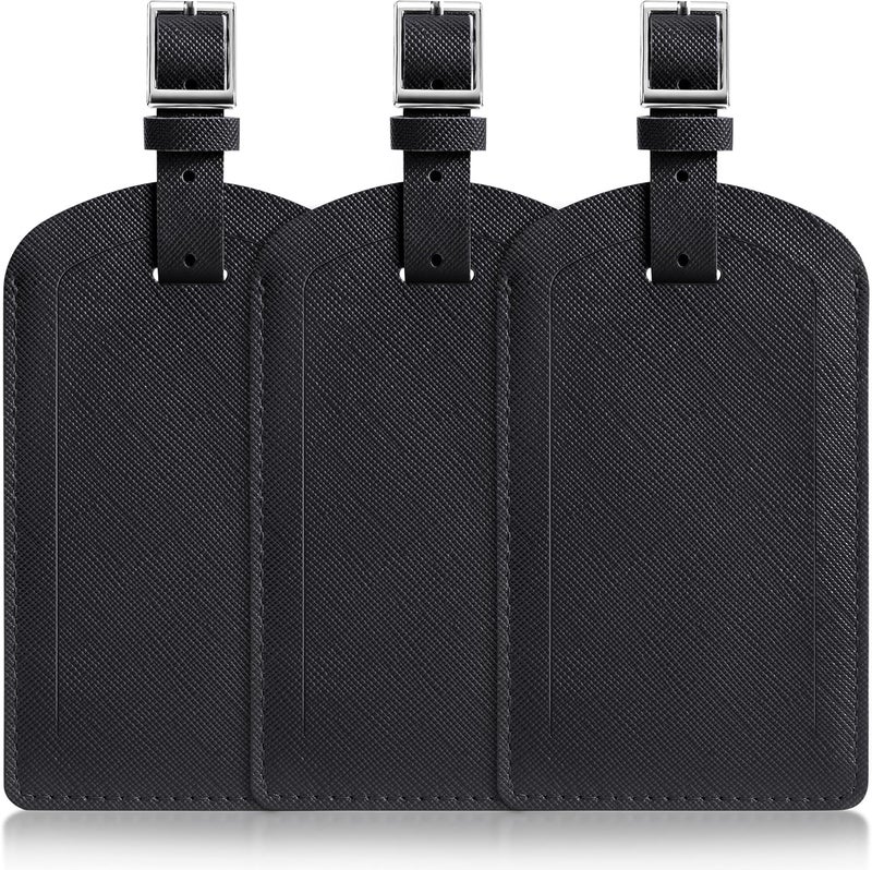 Airkit 3 Pack Luggage Tags for Suitcases, TSA Approved Bag Tags, Baggage Tags with Privacy Protection, Travel Essentials Luggage Accessories, Black - Image 1